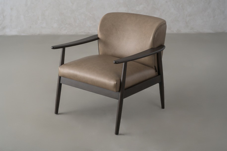 FIORD Leather Armchair (Bello Grey)