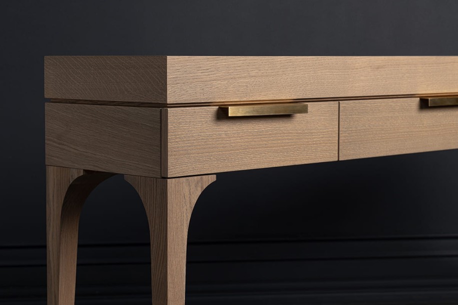 Bridge Console Table with 3 Drawers (Cappuccino Oak D292)