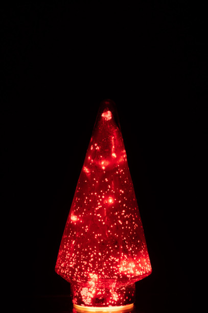 Xmas Tree LED Glass Red Medium