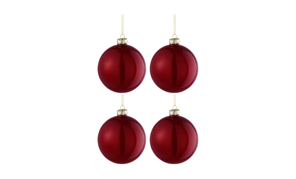 Christmas Baubles Regular Glass Shiny Red M Box Of 4