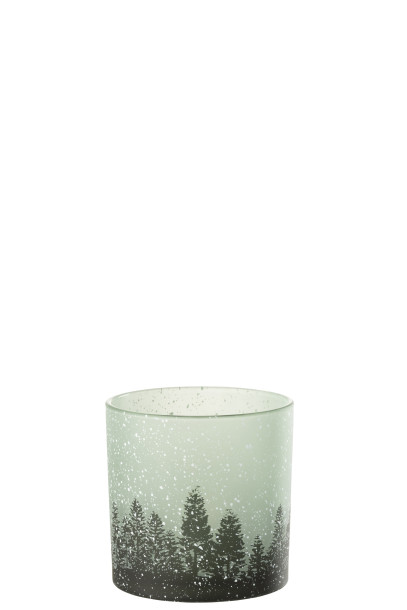 Hurricane Tree Green Snow Glass L