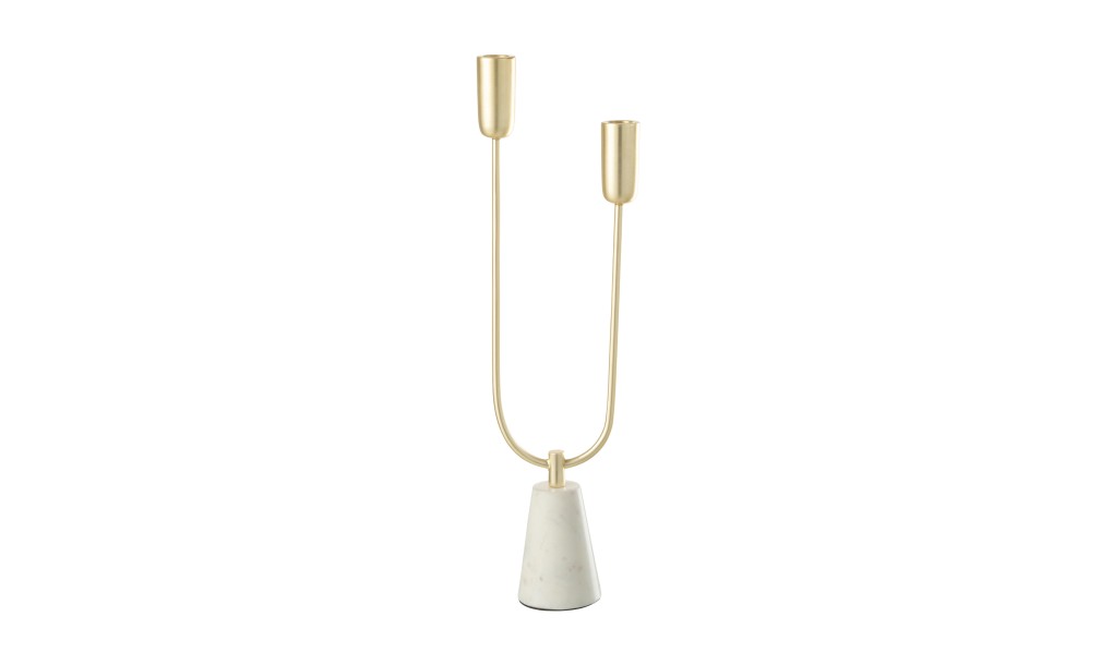 Dune Candleholder Marble/Iron Gold/White