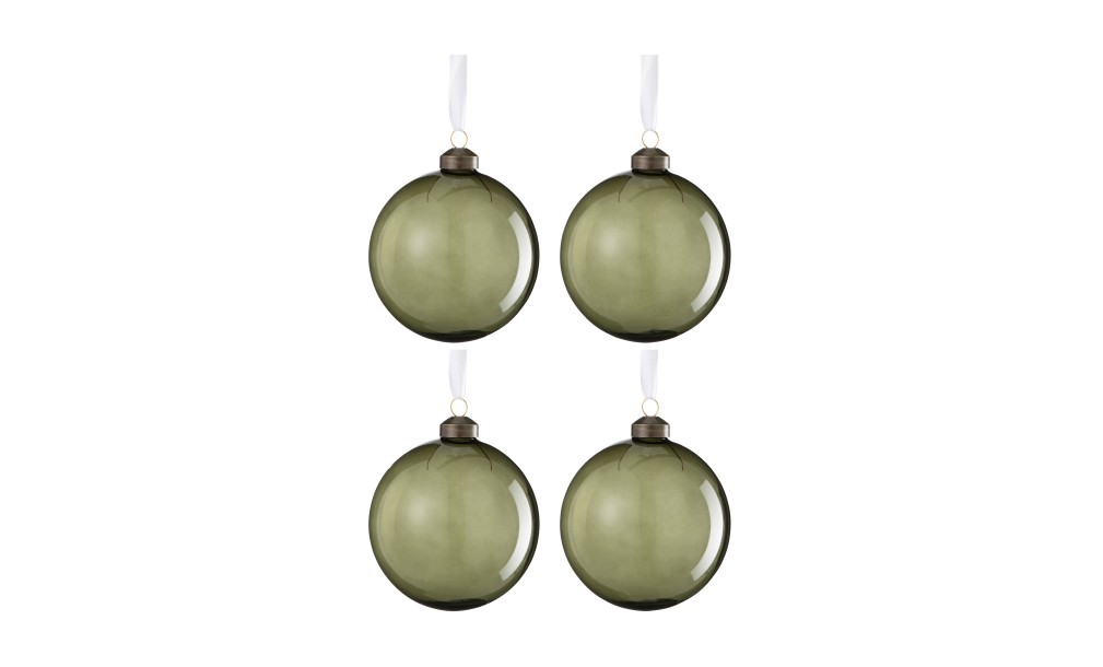 Christmas Bauble Glass Dark Green Box Of 4 