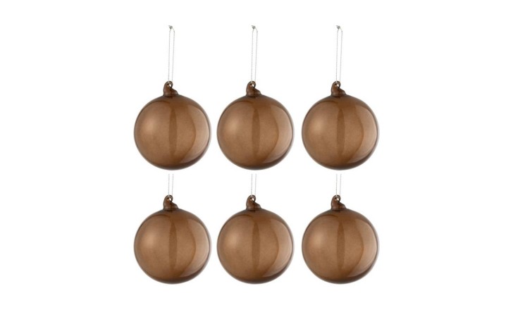 Christmas Baubles Brown Small Box Of 6