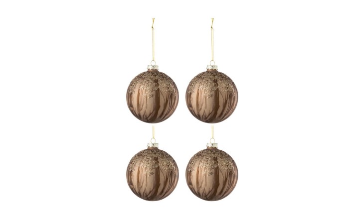 Christmas Bauble Lines Brown Light/Dark Box Of 4