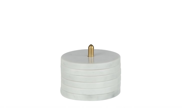 Coaster and Base Round Marble White, Set Of 5
