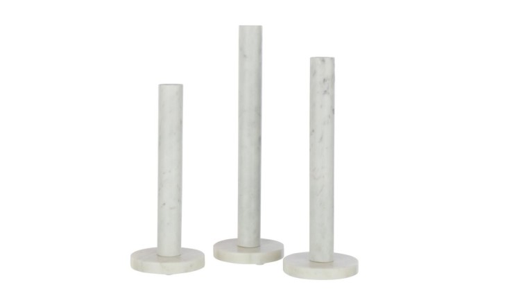 Candle Holder Marble White, Set Of 3