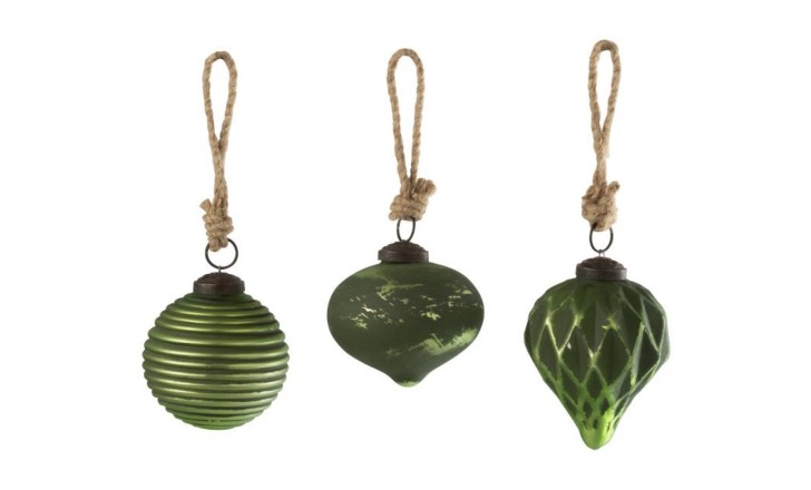 Christmas Bauble Matte Green, Assortment Of 3