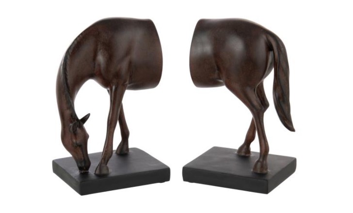 Horse Bookend Dark Brown, Set Of 2