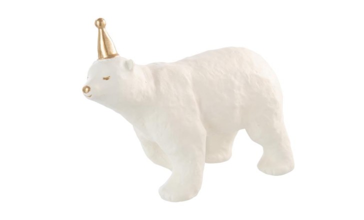 Polar Bear Walking Figurine White/Gold