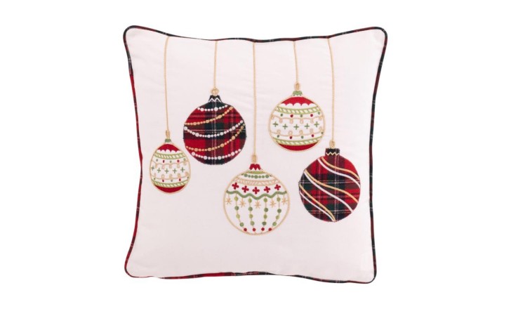 Christmas Baubles Cushion White/Red