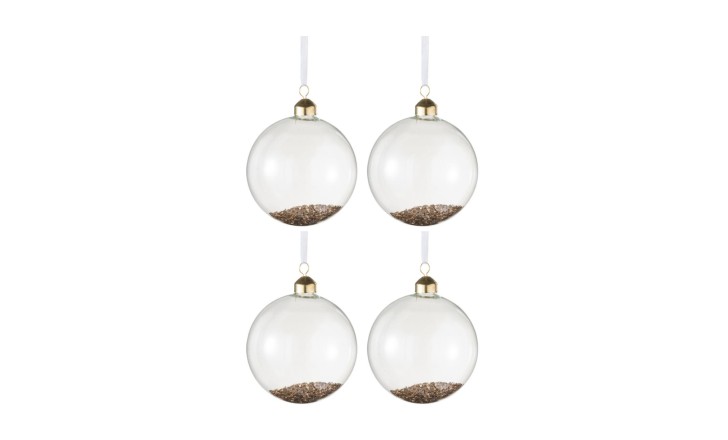 Christmas Baubles Decor Glitter Box Of 4 