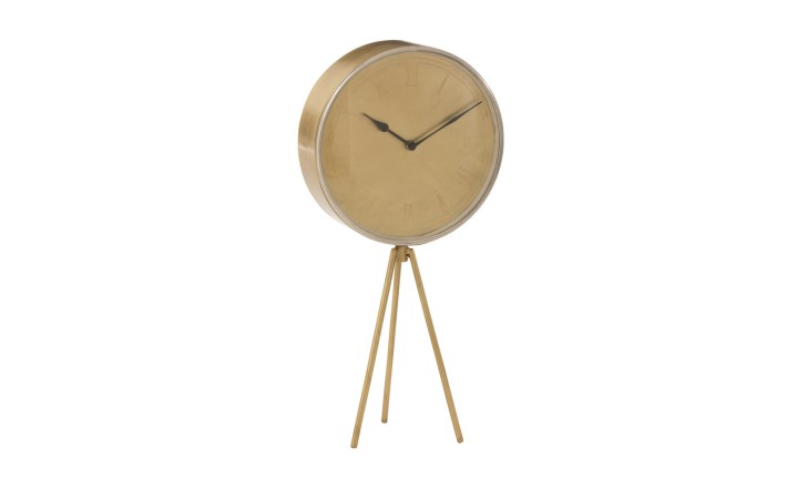 Clock Op Tripod Iron Gold L