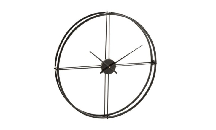 Clock Round Metal Black Small