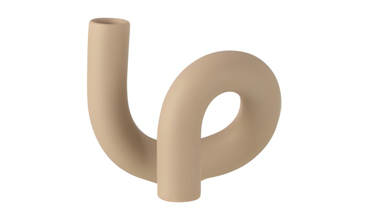Torsion Candle Holder Beige