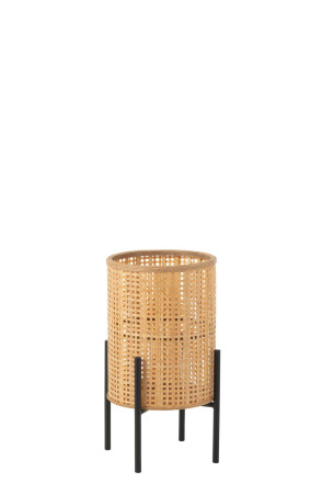 Lantern On Foot Bamboo Natural S