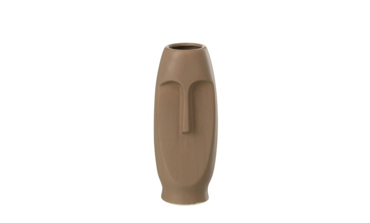 Face Terracotta Vase Brown S