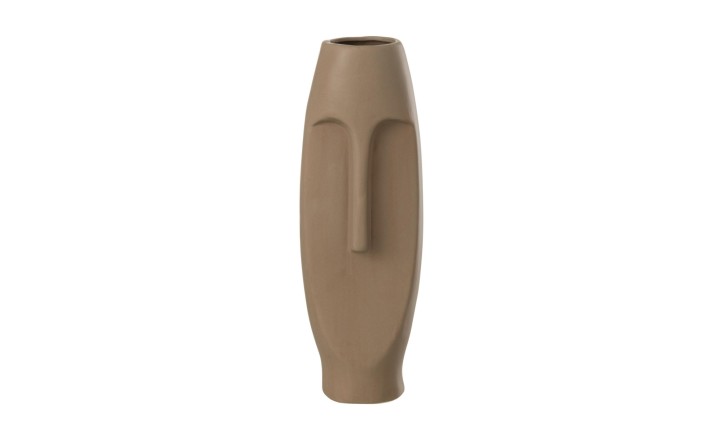 Face Terracotta Vase Brown L