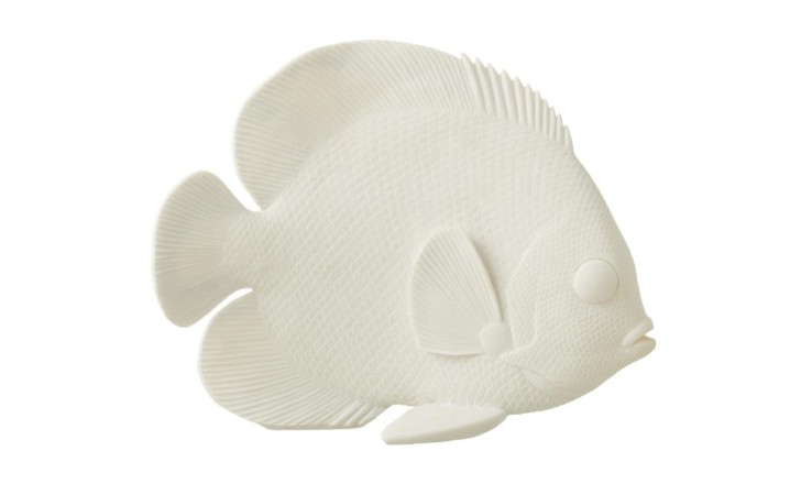 Flat Fish Polyresin White L