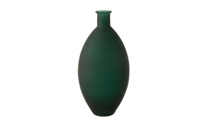 Vase Oval Glass Matte Green