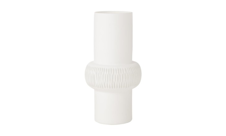 Stripe Ball Glass White Vase L