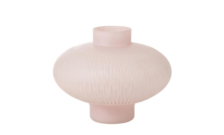 Stripe Ball Low Pink Vase
