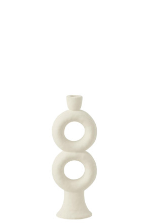 Candleholder Round Stoneware White L