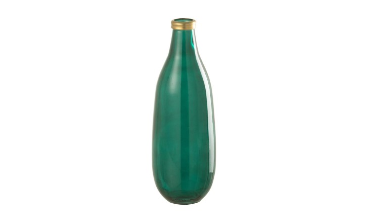 Vase Gold Rim Green Glass M