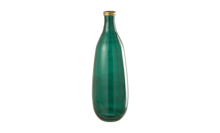 Vase Gold Rim Green Glass L