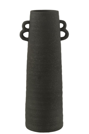 Conical Vase Clay Black L