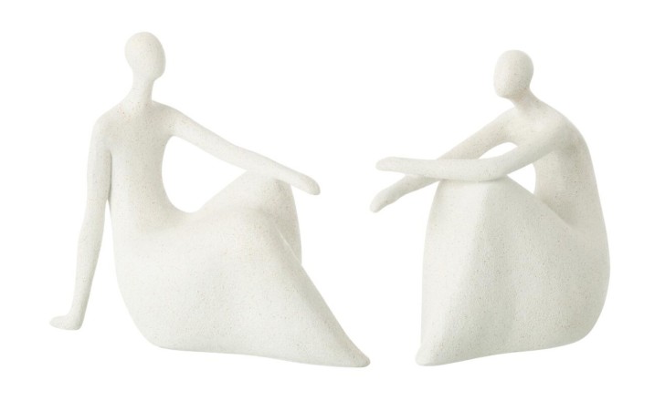 Lady Sitting Mordern Matt White Set Of 2
