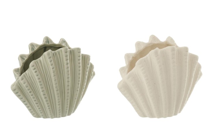Shell Vase White/Olive S Assortment Of 2