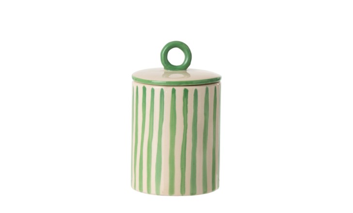 Striped Jar Decorative Off-White/Green H25 cm