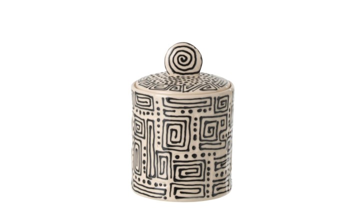 Pattern Jar Decorative Off-White/Black H18 cm