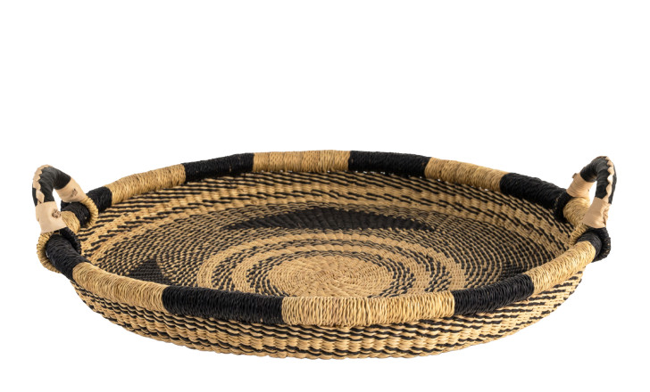 Small Woven Tray Black/Natural Triangles