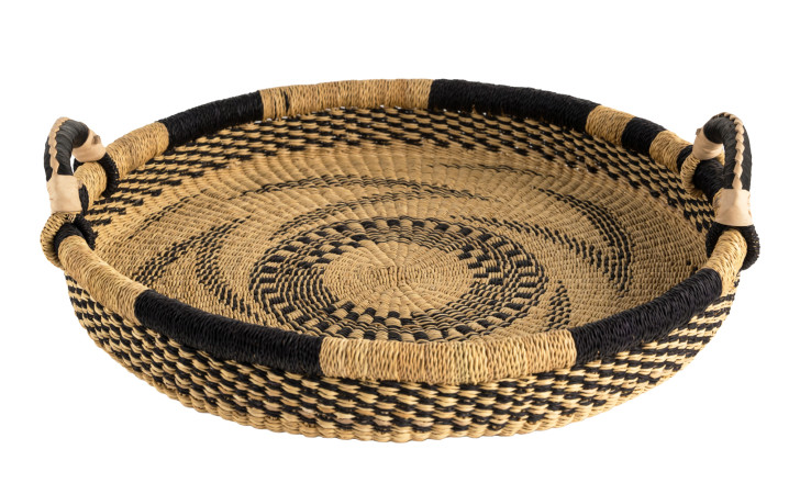 Small Woven Tray Black/Natural Zigzag