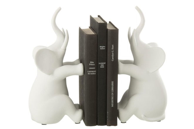 Bookend Elephant Sitting White (24,2x9,5x26,2cm)