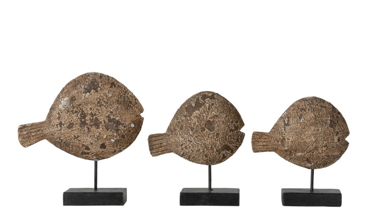 Set Of Two Decoration Wooden Fish On Stand