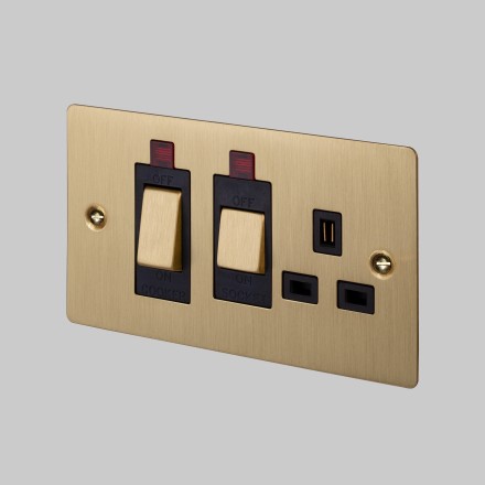 Cooker Control Unit with neon - Brass - Black interior