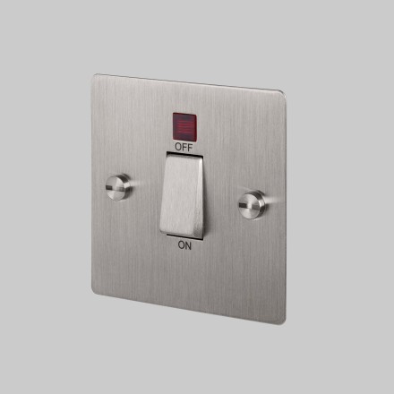 45A DP Cooker Switch with neon - Steel - Black interior