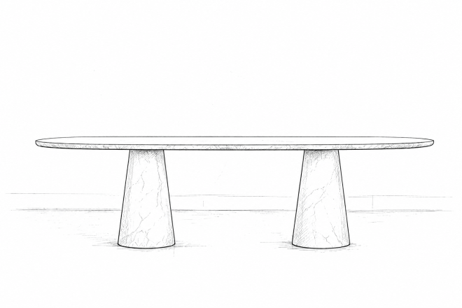 Uno Carrara Oval Dining Table 300 cm