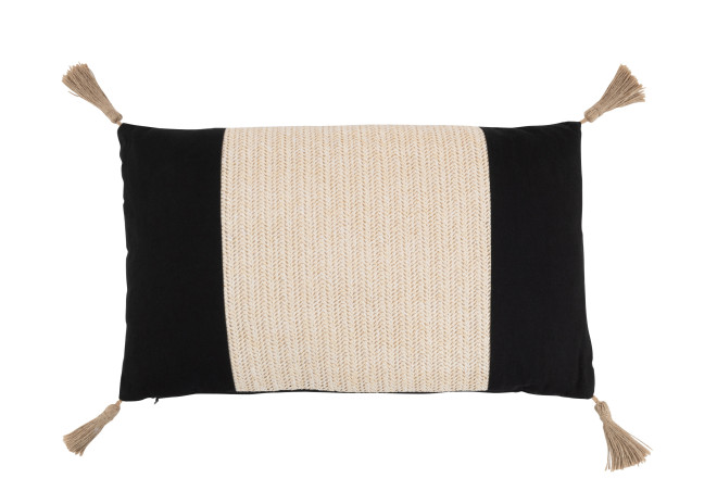 Woven Cushion Rectangular Black