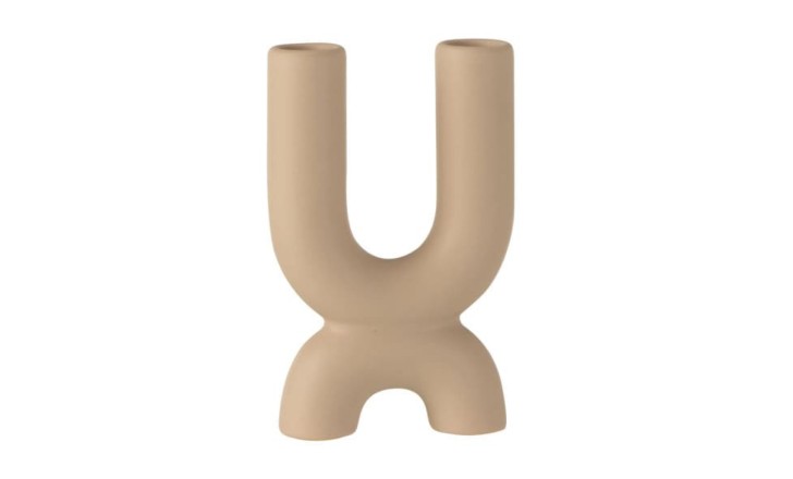 U Candle Holder Ceramic Beige