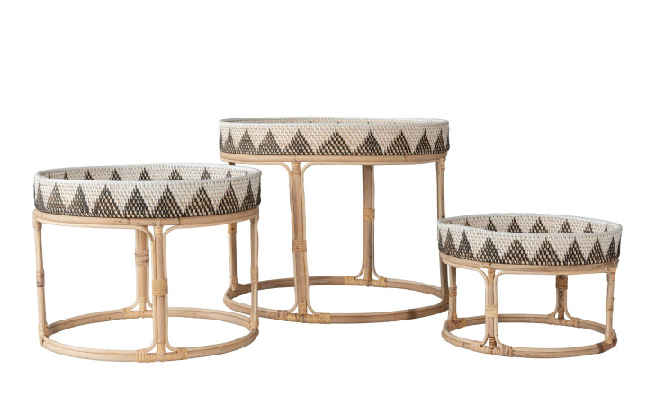 Set Of 3 Rattan Waving Table Askari