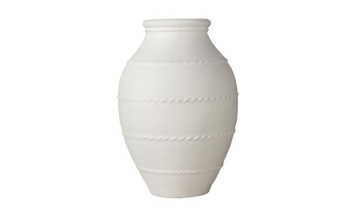 Vase Terracotta White With Motif Strip