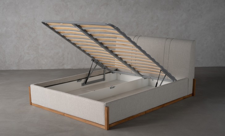 Lagom Wood Bed 160x200 cm (Fabric: Corso col.06)