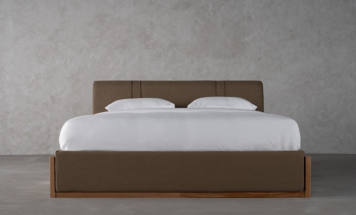 Lagom Wood Bed 180x200 cm (Fabric: SOFT ROCK 107 OLIVE (Cat. 3))
