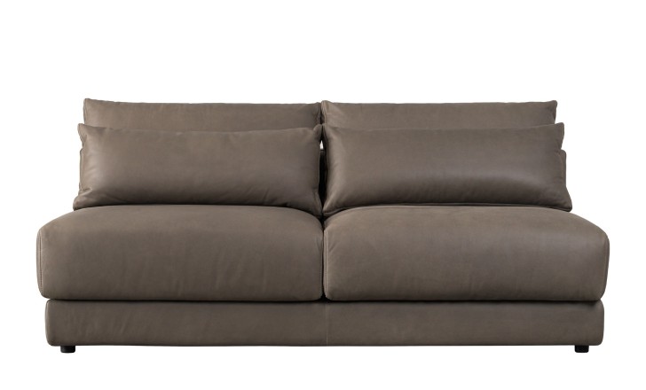 Narvik Mix Leather 2-Seater Armless Section Sofa (Flint leather)