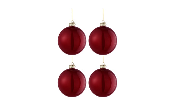 Christmas Baubles Regular Glass Shiny Red M Box Of 4