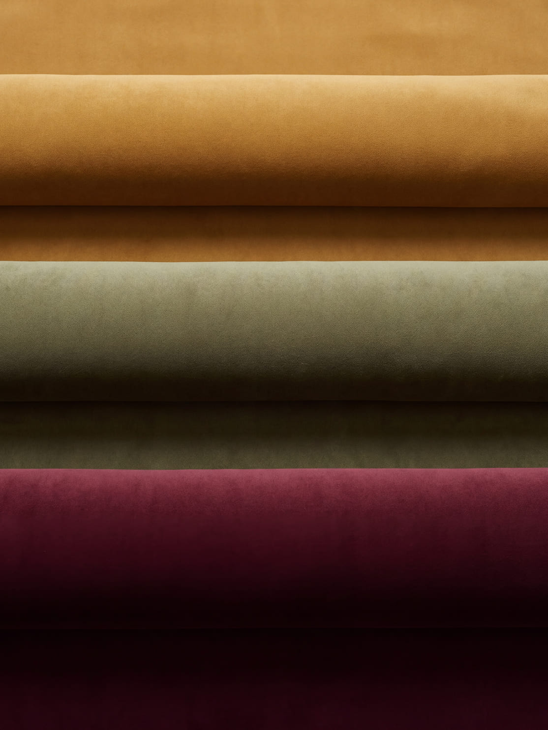 Amber, Moss, and Maroon, three natural tones in one soft velvet